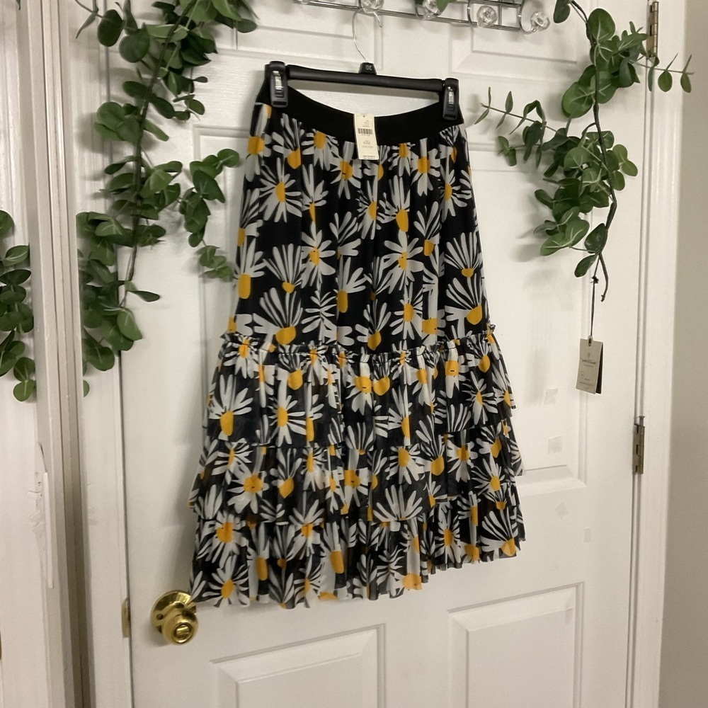 NWT ANTHROPOLOGIE Eva Franco Black and White Daisy Midi Skirt SIZE XSP - Picture 5 of 10